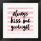 Framed Art Always Kiss me Goodnight-Pink Wall Decor 18x24 Artwork